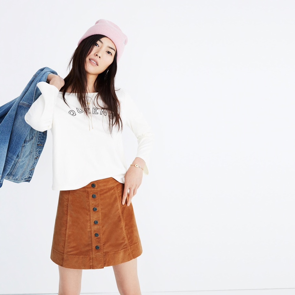 Madewell Button-Front Mini Skirt - Brown